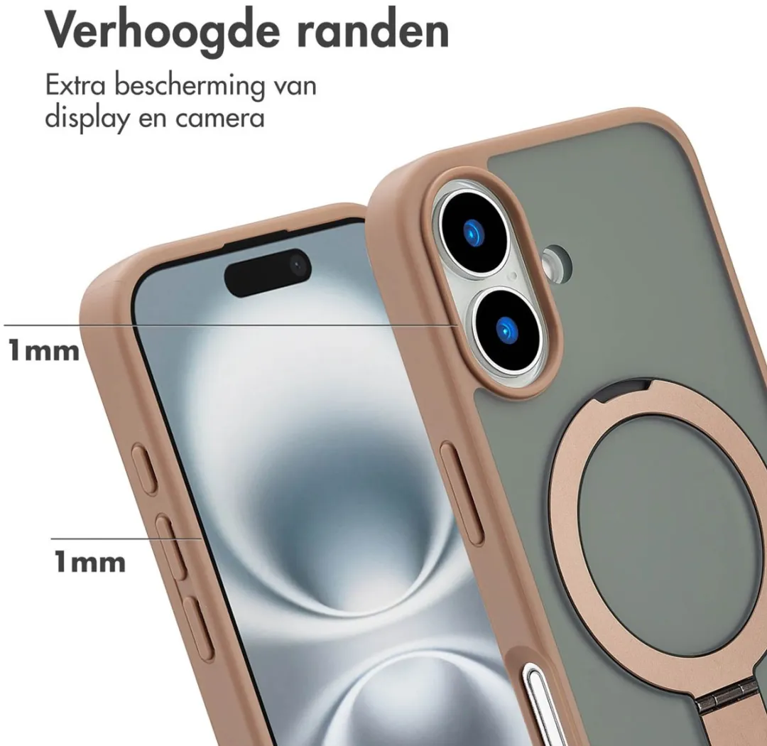 Accezz iPhone 16 Hoesje - MagSafe Ringstand Bruin