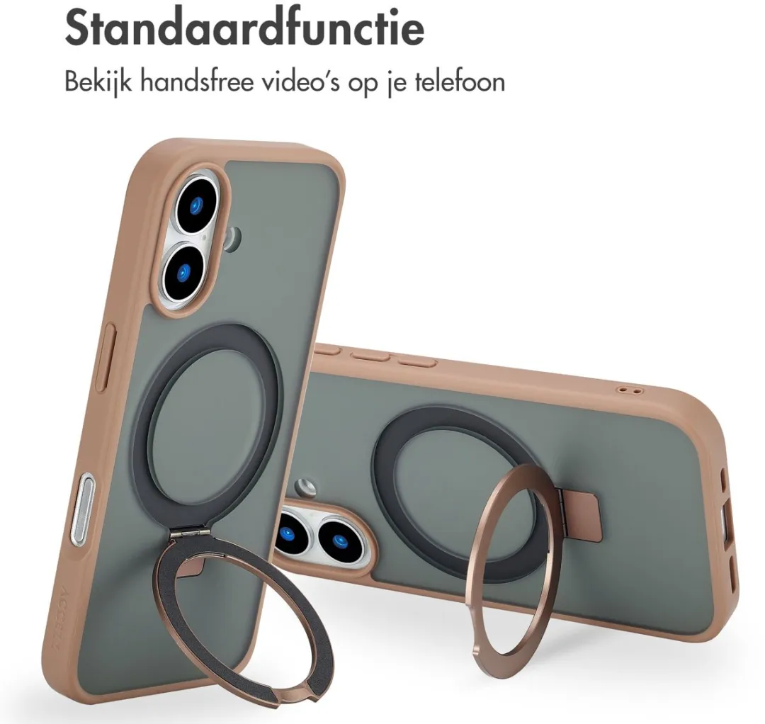 Accezz iPhone 16 Hoesje - MagSafe Ringstand Bruin