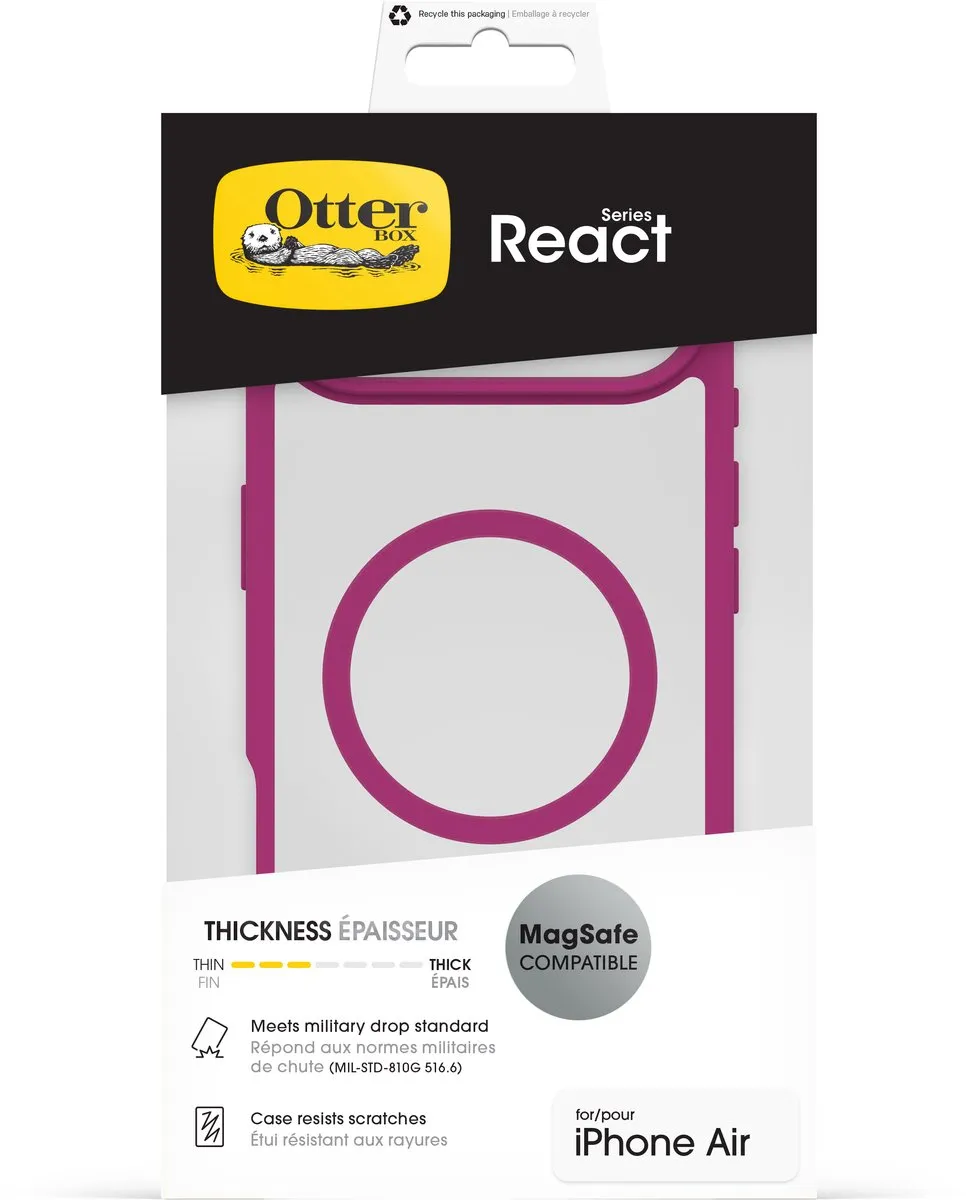 OtterBox React MagSafe 77-98614 - iPhone Air Hoesje - Roze/Transparant