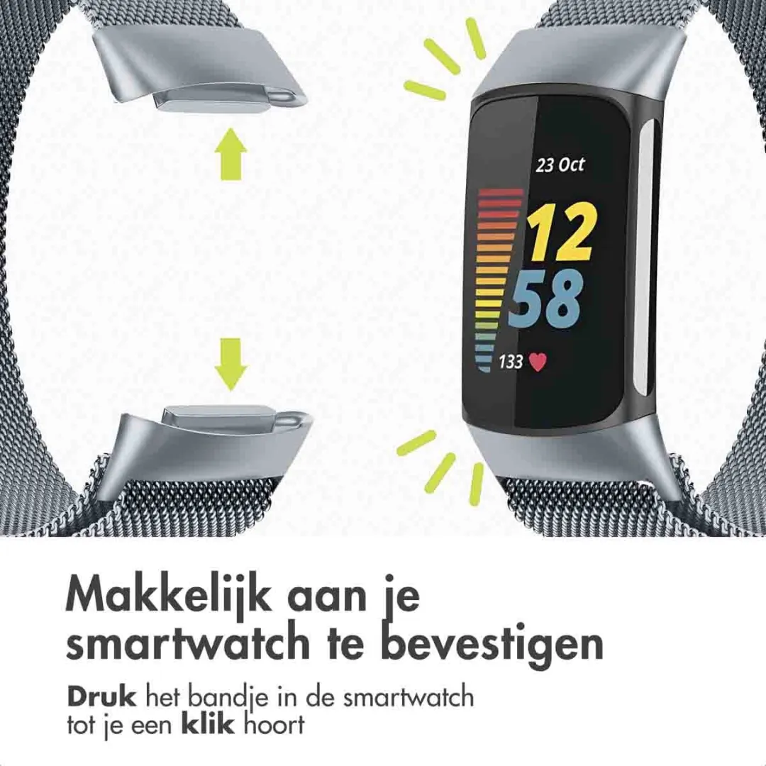 Imoshion Milanees Magnetisch Bandje Fitbit Charge 5 - Grijs