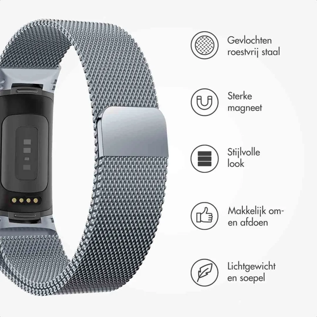 Imoshion Milanees Magnetisch Bandje Fitbit Charge 5 - Grijs
