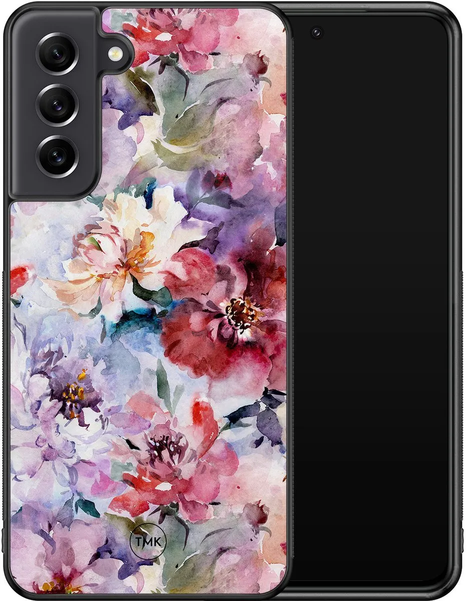 Casevibes Hoesje Samsung Galaxy S21 FE - Paars Bloemen Acryl