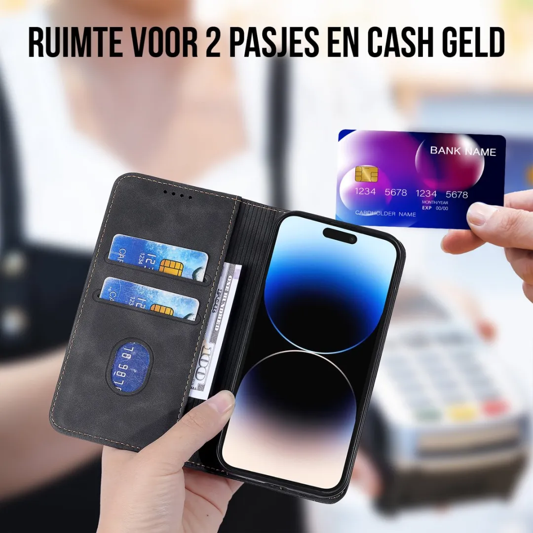 Nuvex iPhone 13 Pro Hoesje met Pasjeshouder - Zwart