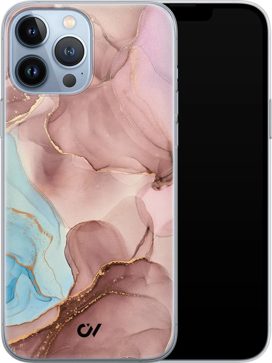 Casevibes Hoesje iPhone 13 Pro Max Marble Clouds Roze A/13PM/UV/055