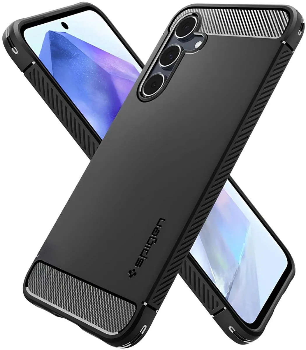 Spigen Rugged Armor ACS07500 Hoesje - Samsung Galaxy A55 - Zwart