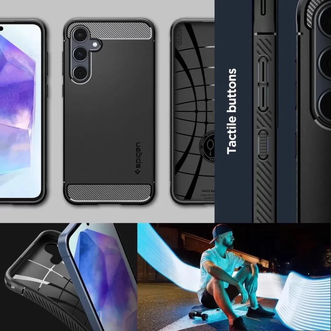 Spigen Rugged Armor ACS07500 Hoesje - Samsung Galaxy A55 - Zwart