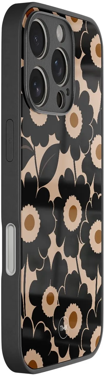 Casevibes iPhone 16 Pro Hoesje Bloom Luxe - Zwart - A/i16P/glas/024