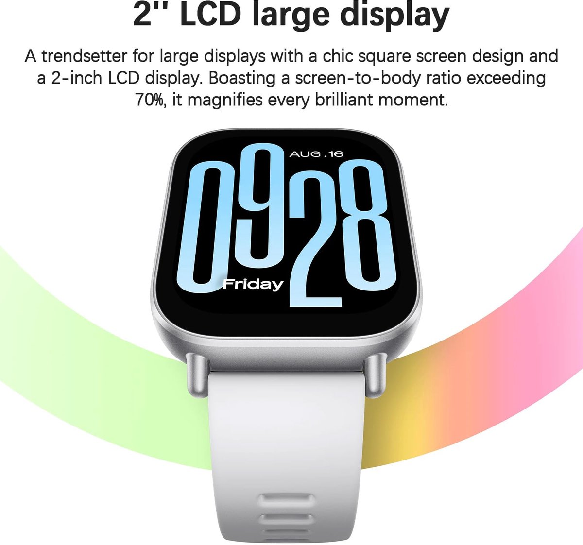 Xiaomi Redmi Watch 5 Active, 2,0" LCD-scherm, 18 dagen Batterijduur, Bluetooth-oproepen, Waterdicht tot 5 ATM, Zilver