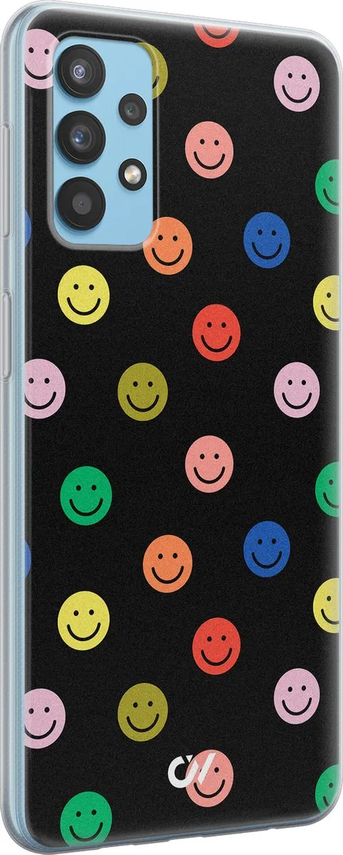 Casevibes Hoesje Samsung Galaxy A32 4G - Retro Smileys - Zwart