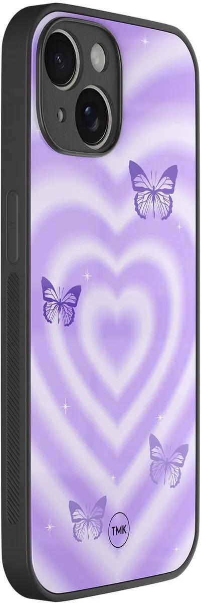 Casevibes iPhone 14 Hoesje Vlinders Retro Paars - TPU Glossy