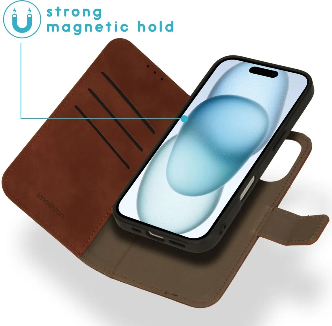 Imoshion iPhone 16 Hoesje 2-in-1 Bookcase - 3 Pasjes - Bruin