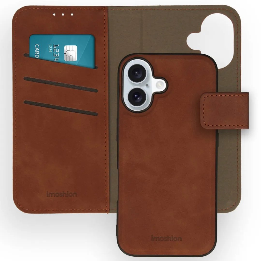 Imoshion iPhone 16 Hoesje 2-in-1 Bookcase - 3 Pasjes - Bruin