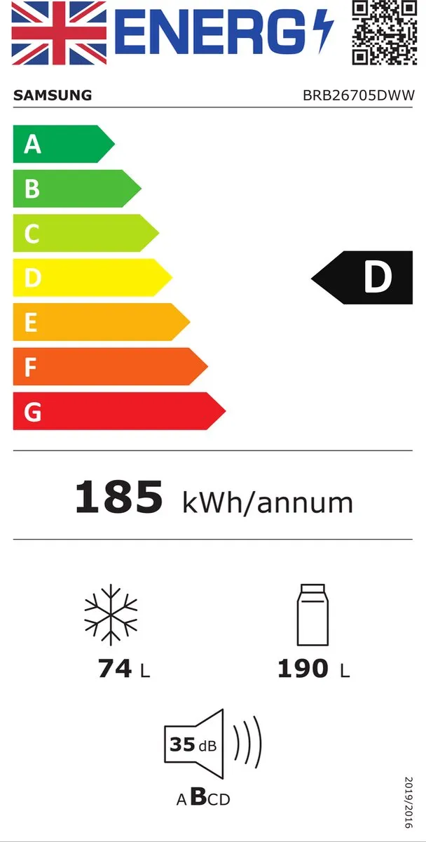 Samsung BRB26705DWW/EU Inbouw Koel-Vriescombinatie 264L - Wit