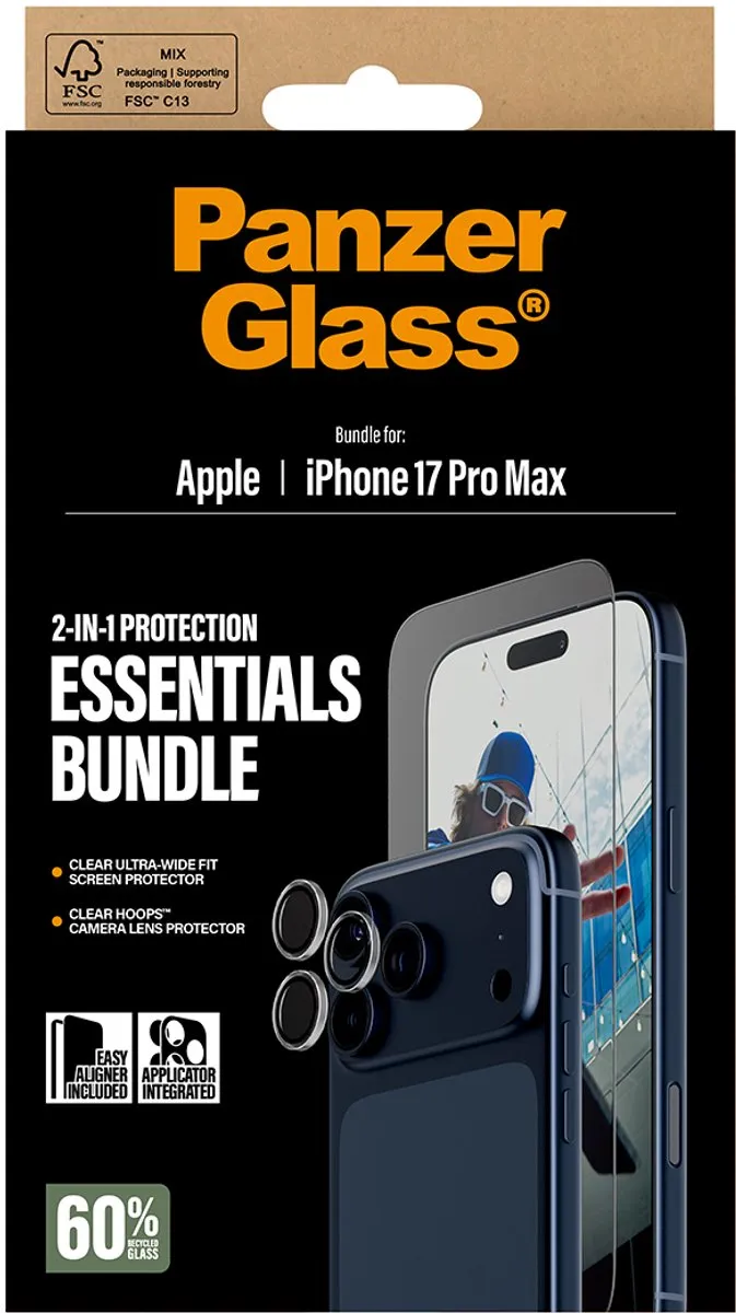 PanzerGlass iPhone 17 Pro Max 2-in-1 Bundle - Scherm- en lensbeschermer
