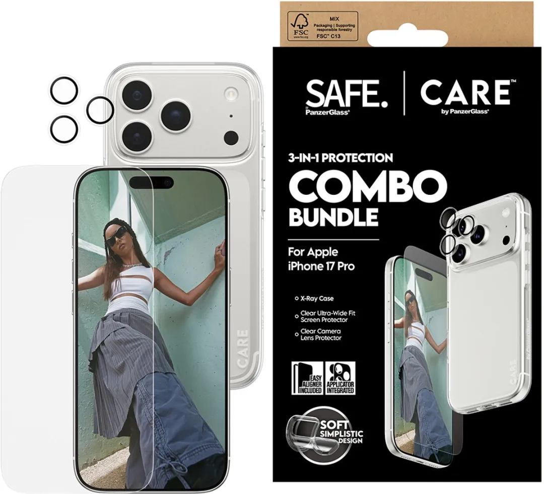 PanzerGlass SAFE. CARE iPhone 17 Pro 3-in-1 Combo - Schermhoes & Lens