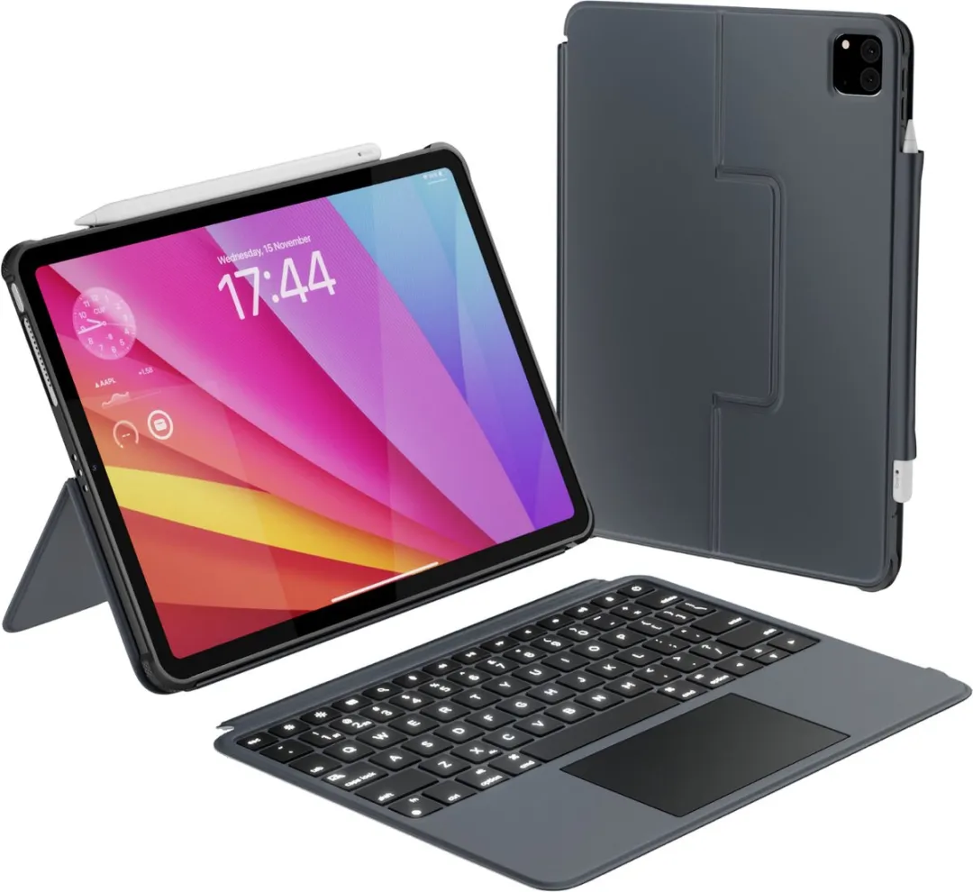 Macally IPKBCASEP11 Toetsenbord Folio Hoes - 11" iPad Pro (2024) - Donker grijs