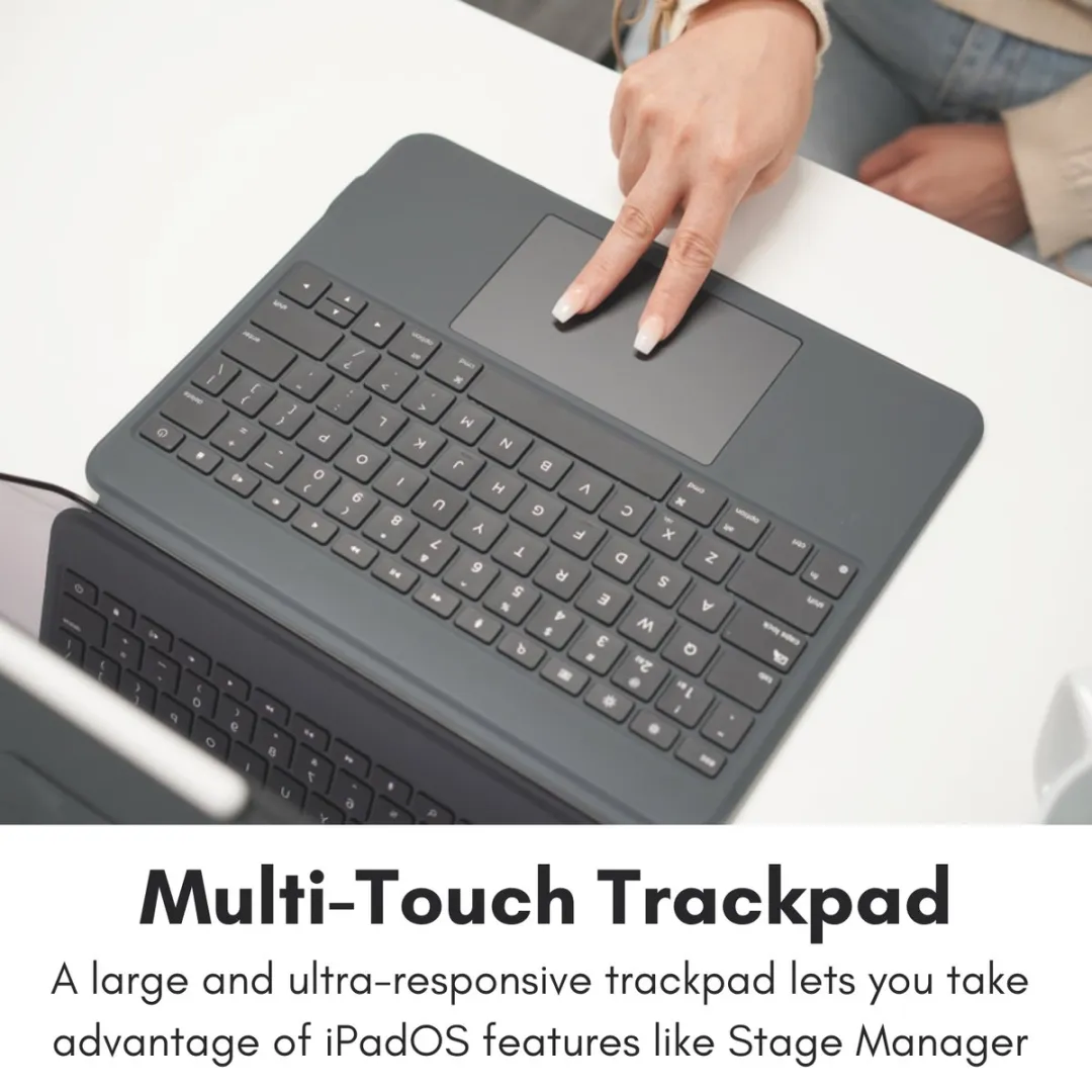 Macally IPKBCASEP11 Toetsenbord Folio Hoes - 11" iPad Pro (2024) - Donker grijs