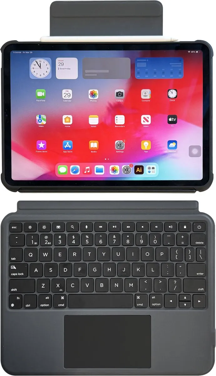 Macally IPKBCASEP11 Toetsenbord Folio Hoes - 11" iPad Pro (2024) - Donker grijs