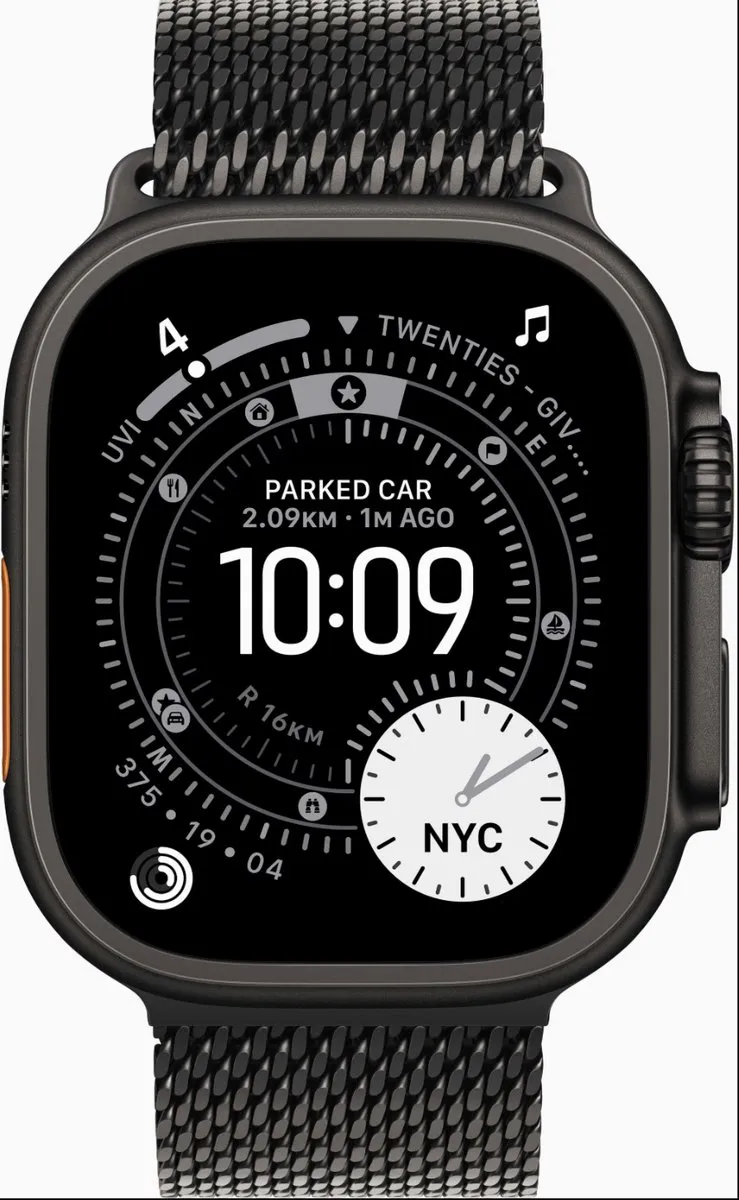 Apple Watch Ultra 3 49mm - Zwart Titanium & Milanese Loop