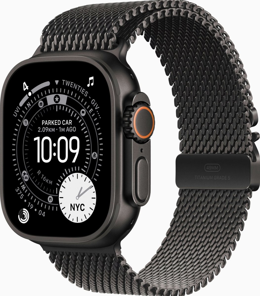 Apple Watch Ultra 3 - Wifi + 5G - 49mm - Black Titanium Case with Black Titanium Milanese Loop - Small