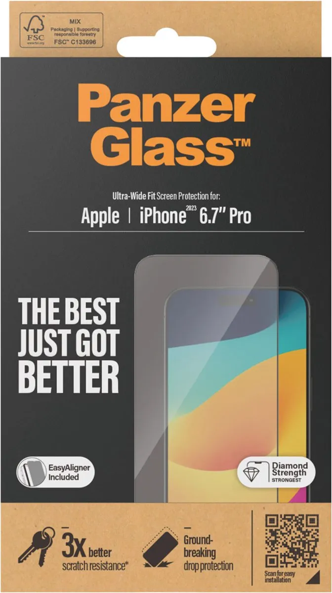 PanzerGlass PZ-2812 Screenprotector iPhone 15 Pro Max - Zwart