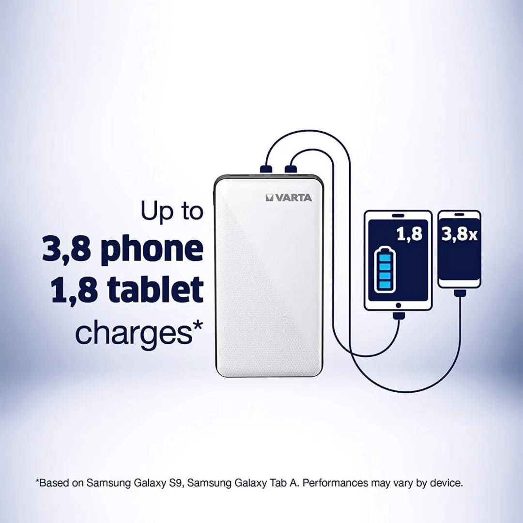 Varta Power Bank 15000mAh 57977101111 - 3 Outputs - Wit/Zwart