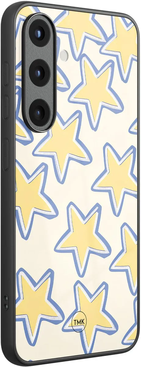 Casevibes Samsung Galaxy S25 Hoesje - Retro Stars Blauw/Geel