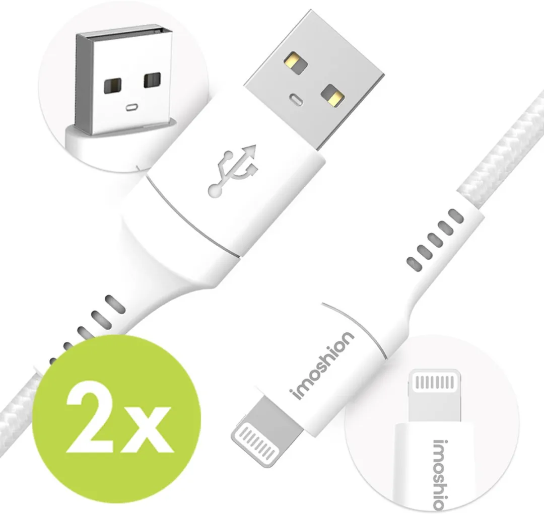 Imoshion Lightning naar USB A Kabel Duopack 0,5m - 2 Stuks