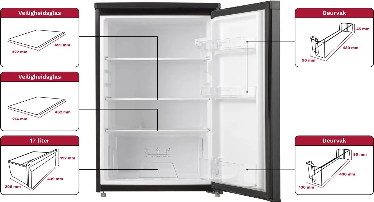 Inventum KK550B Tafelmodel Koelkast 131L - Zwart