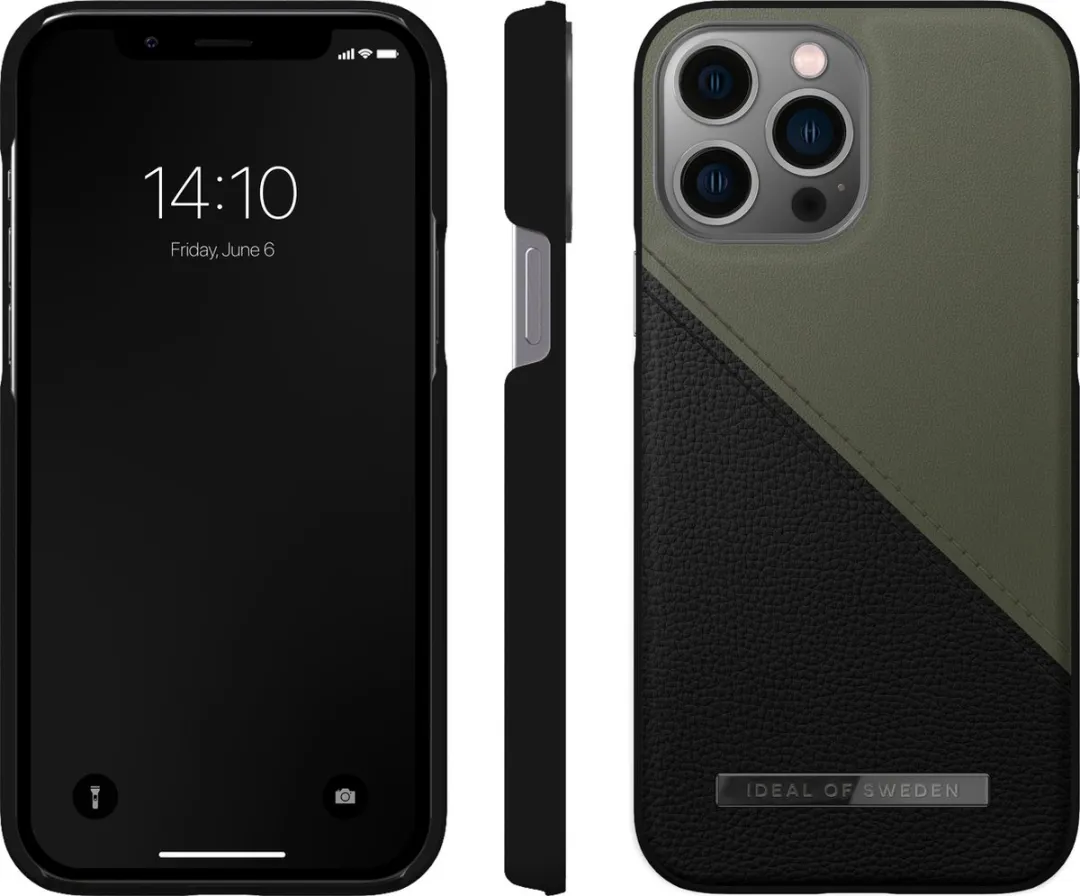 iDeal of Sweden Atelier Case Unity iPhone 13 Pro Max - Onyx Black Khaki - afbeelding 2 van 3