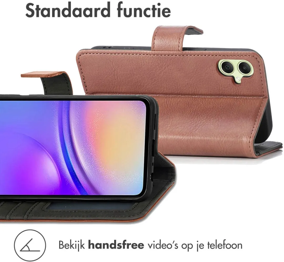 imosHion Hoesje Samsung Galaxy A05s 3 Pasjes - Bruin