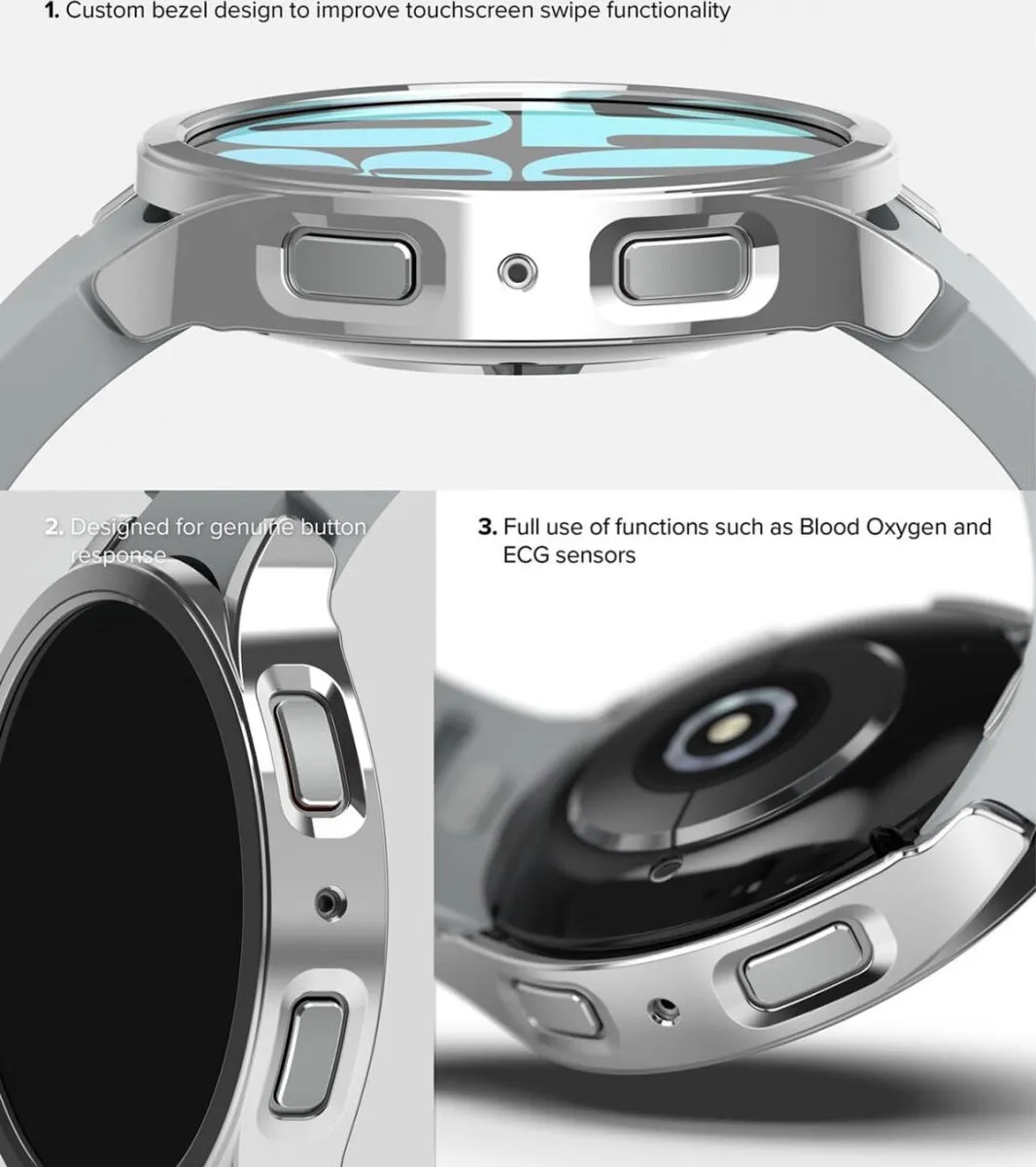 Ringke Slim Hoesje Samsung Galaxy Watch 6 40mm - Transparant Zilver - 2 Stuks