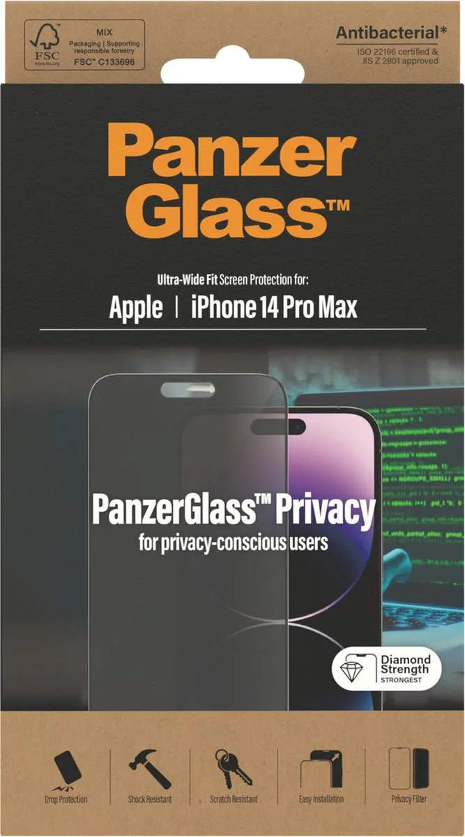 PanzerGlass Ultra Wide iPhone 14 Pro Max Privacy Screen - PG-P2774 - afbeelding 6 van 6