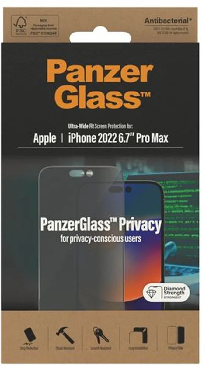 PanzerGlass Ultra Wide iPhone 14 Pro Max Privacy Screen - PG-P2774 - afbeelding 2 van 6