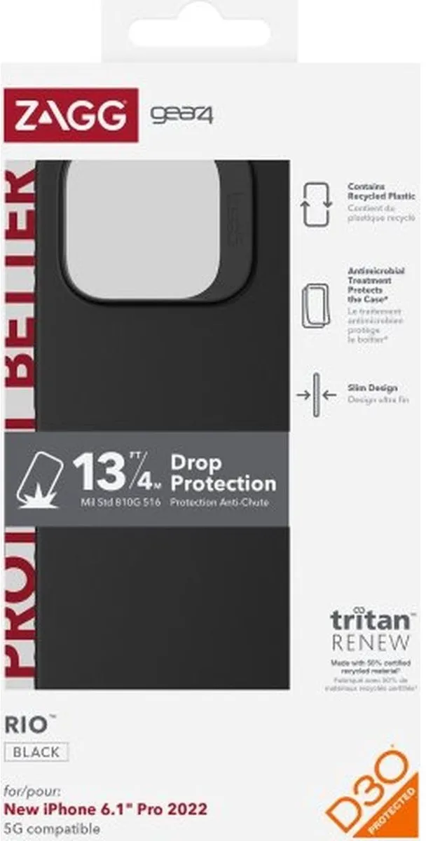 Gear4 Rio Hoesje iPhone 14 Pro - Zwart - afbeelding 6 van 6