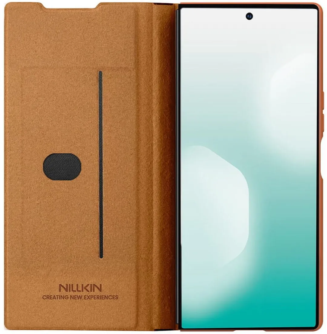 Nillkin Qin Leather Hoesje Samsung Galaxy Z Fold 7 Pen Edition - Bruin