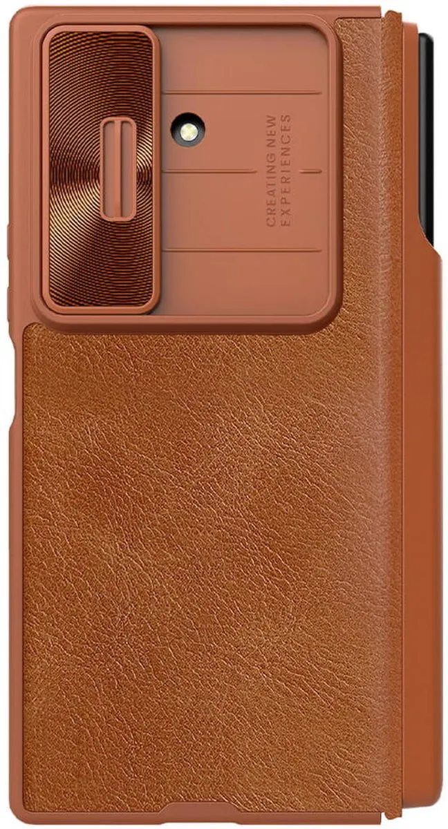 Nillkin Qin Leather Hoesje Samsung Galaxy Z Fold 7 Pen Edition - Bruin
