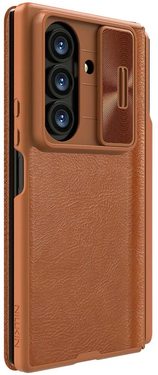 Nillkin Qin Leather Hoesje Samsung Galaxy Z Fold 7 Pen Edition - Bruin
