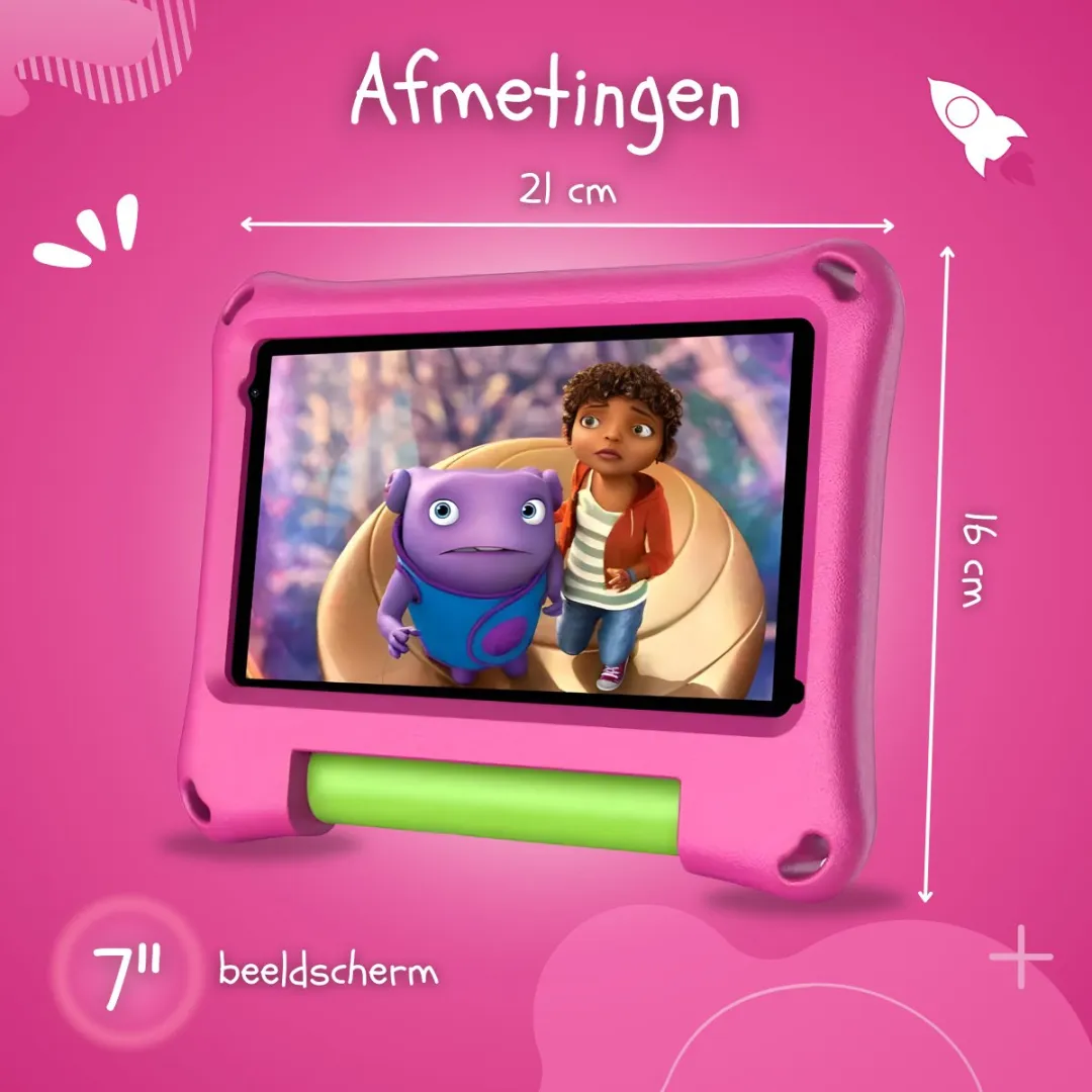 CosmoToys® Kids Tablet - Kindertablet - Tablet Kinderen - Vanaf 3 Jaar - Speelgoed voor in de Auto & Onderweg - 7 Inch - Android 11 - Ouderlijk Toezicht - 3500 mAh - Roze