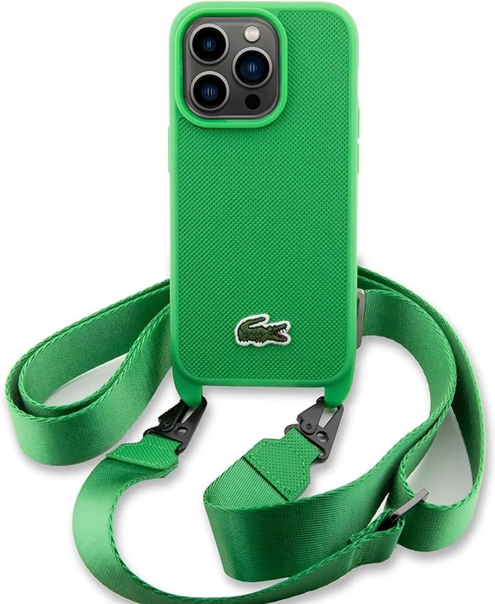 Lacoste Petit Pique Crossbody Back Case - iPhone 15 Pro Max Groen