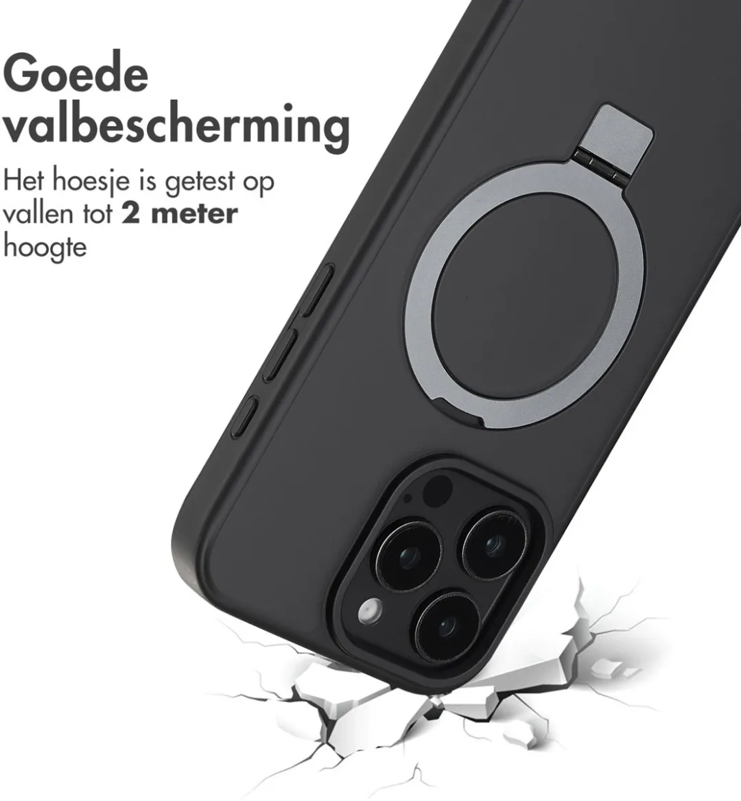 Accezz Hoesje iPhone 16 Pro Max - MagSafe Ring Stand - Zwart