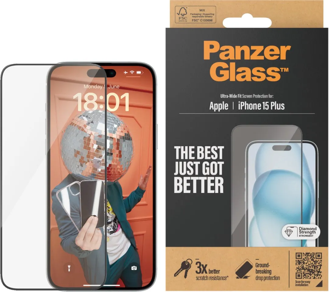 PanzerGlass PZ-2827 Screenprotector iPhone 15 Plus - Zwart