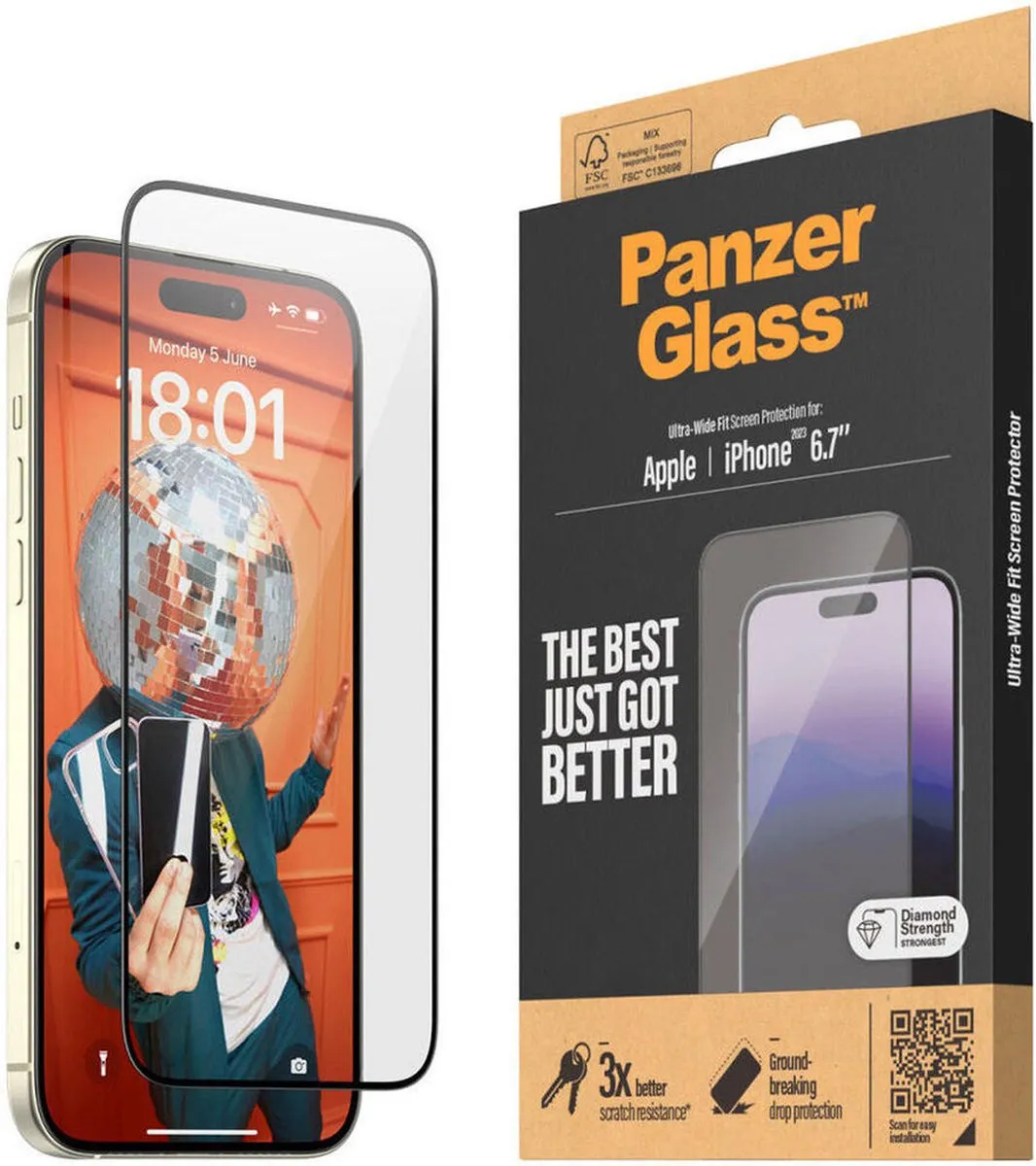 PanzerGlass PZ-2827 Screenprotector iPhone 15 Plus - Zwart - afbeelding 6 van 6