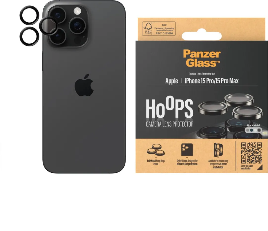 PanzerGlass PZ-1139 iPhone 15 Pro Camera Lens Protector - Zwart
