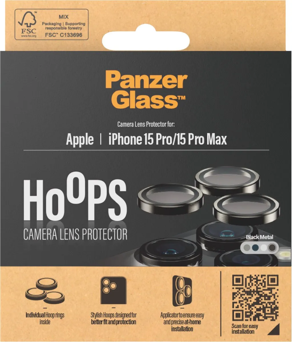 PanzerGlass PZ-1139 iPhone 15 Pro Camera Lens Protector - Zwart