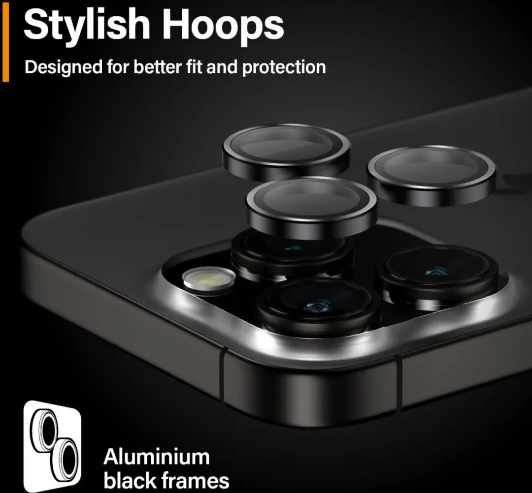 PanzerGlass PZ-1139 iPhone 15 Pro Camera Lens Protector - Zwart - afbeelding 6 van 6