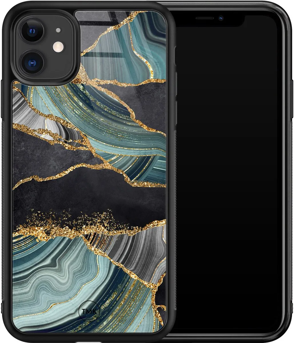 Casevibes iPhone 11 Hoesje - Marble Jade Stone - Multi