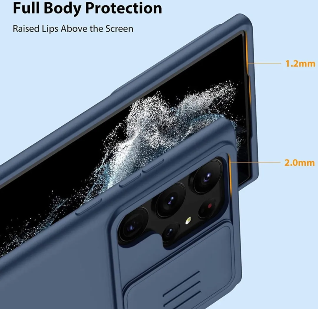 Nillkin CamShield Siliconen Hoesje Samsung Galaxy S23 Ultra - Blauw
