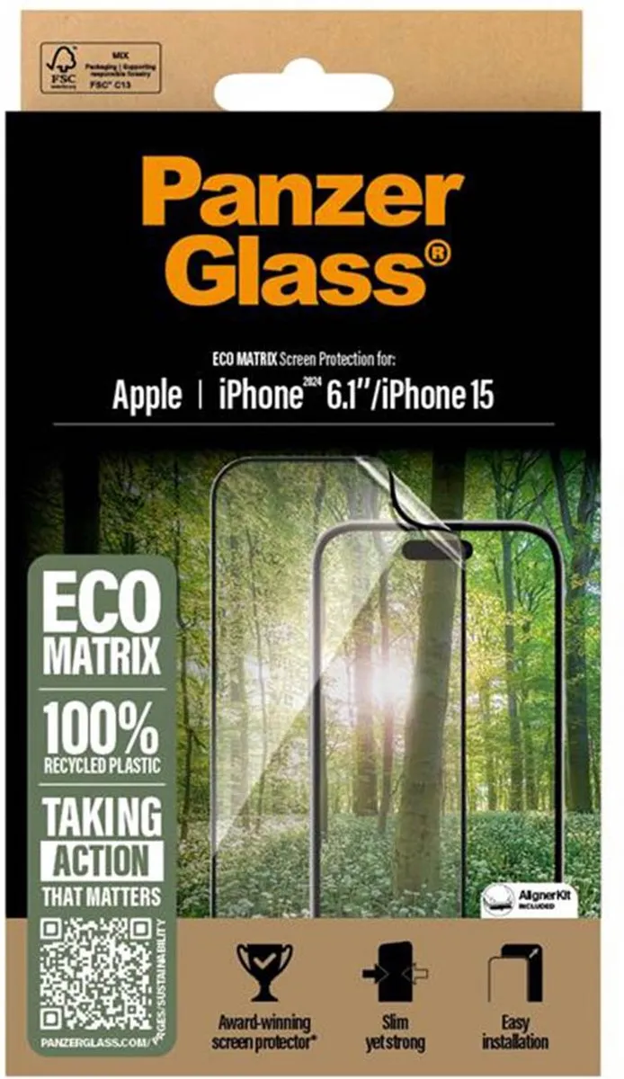 PanzerGlass Matrix Recycled iPhone 16 Schermbeschermer