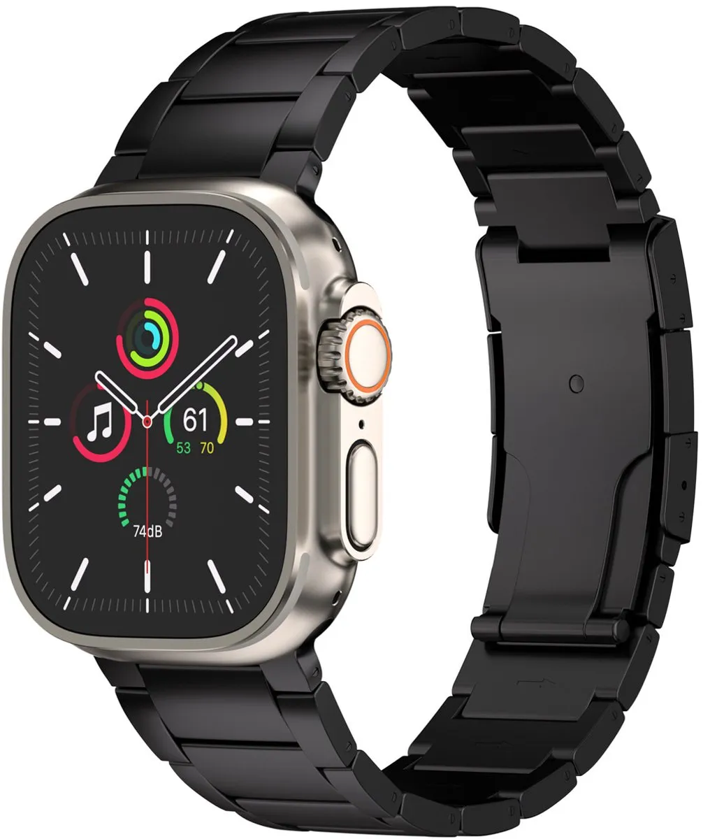 Accezz Mat Titanium Band - Apple Watch 44/45/46/49mm - Zwart